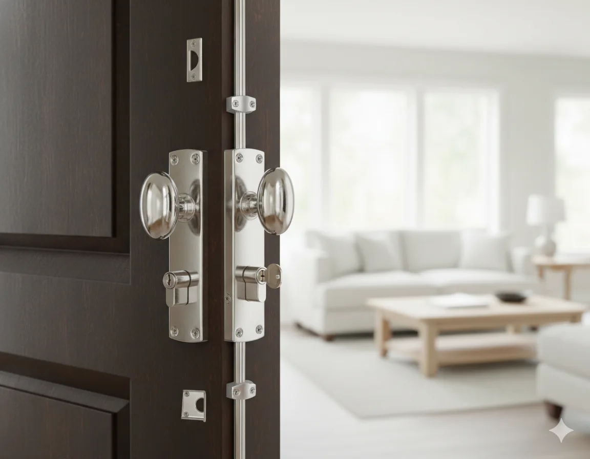 Oval knob locking brass door espagnolette bolt/Cremone bolt upto 8.5'-Polished chrome 6 Oval knob locking brass door espagnolette bolt/Cremone bolt upto 8.5'-Polished chrome - Image 6