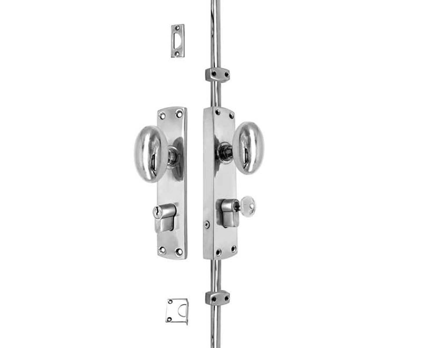 Oval Knob Locking Brass Door Espagnolette Bolt/cremone Bolt Upto 8.5′-polished Chrome