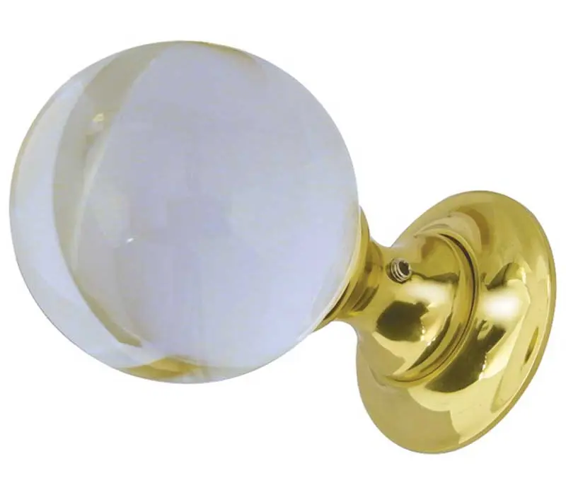 Plain Glass Mortice Door Knob Polished Brass