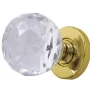 Faceted Glass Mortice Door Knob Polished Brass