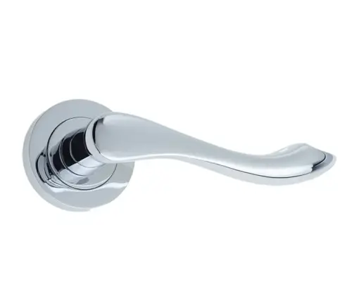 Gamma Door Handle on Rose Polished Chrome
