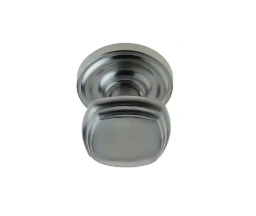 Piazza Mortice Door Knob Satin Chrome on Round Rose