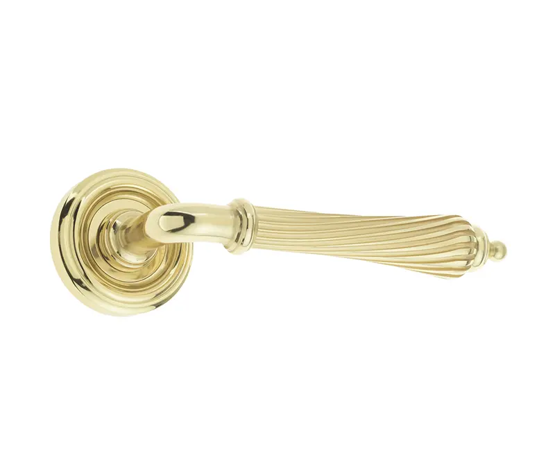 Giselle Door Handle On Rose Polished Brass