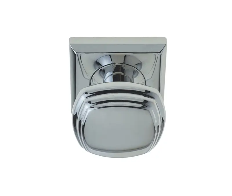 Piazza Mortice Door Knob Polished Chrome On Square Rose