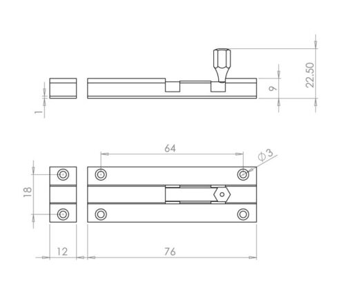 50x25mm PB STR Barrel bolt - Image 2