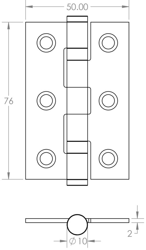 76x50x2mm SB G7 B/B Hinge - Image 2