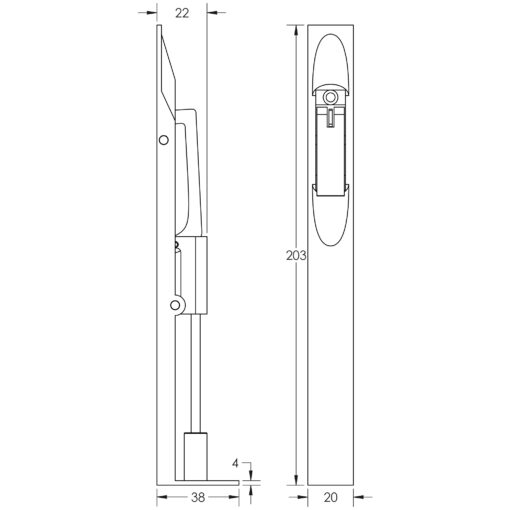 914x20mm SSS Lever action radiused flushbolt - Image 2
