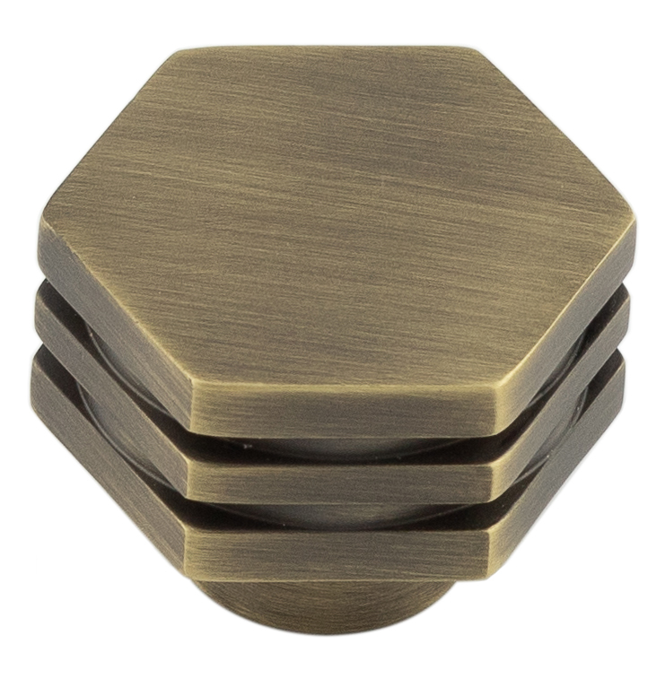 Nile Ab 30mm Hex Cupboard Knob With Step Detail