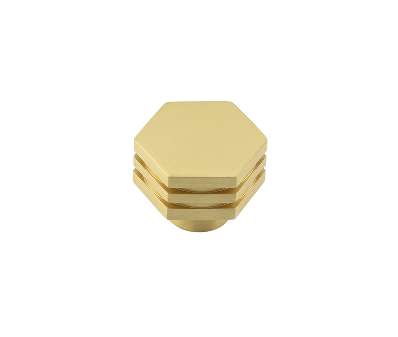 Nile Sb 30mm Hex Cupboard Knob With Step Details