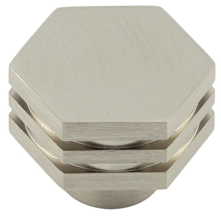 Nile Sn 30mm Hex Cupboard Knob With Step Details