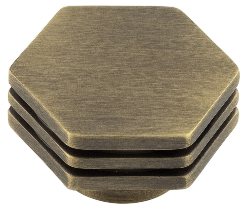 Nile Ab 40mm Hex Cupboard Knob With Step Detail