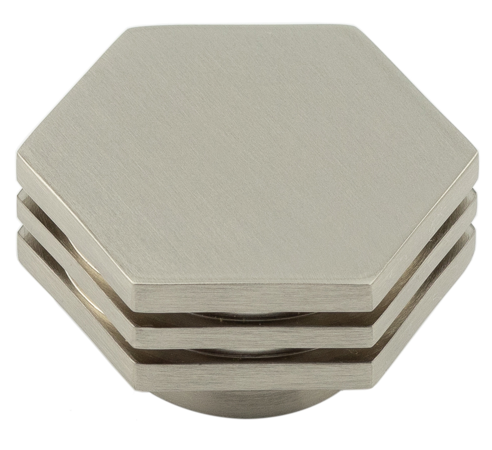 Nile Sb 40mm Hex Cupboard Knob With Step Detail