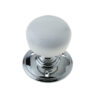 White porcelain mortice knob furniture on PC rose