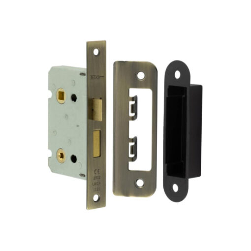 63mm AB bathroom lock square forend