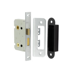 63mm SN bathroom lock square forend & radiused strike plate