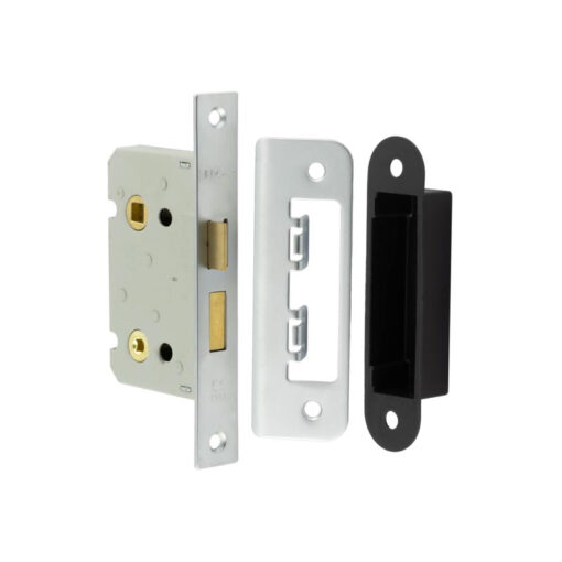 63mm SN bathroom lock square forend & radiused strike plate