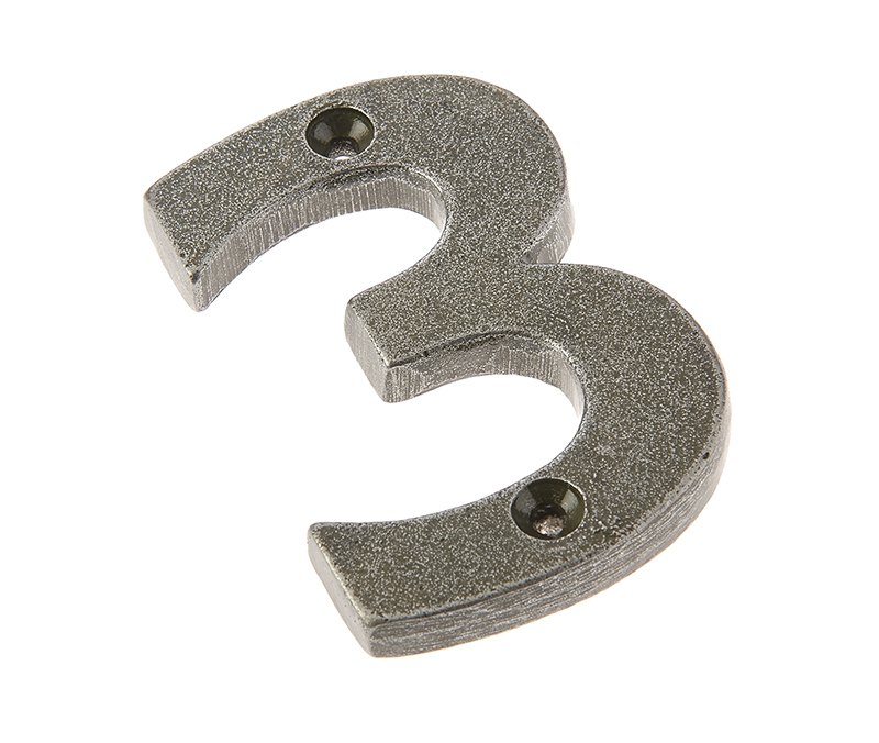 75mm Numeral 3 Patina Pewter Finish