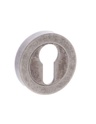 Atlantic Old English Euro Profile Escutcheons, Distressed Silver – Oeesceds (sold In Pairs)
