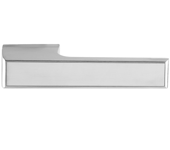 Atlantic Tupai Versaline Tobar Designer Door Handles On Rectangular Rose, Satin Chrome – T3089lpsssc Satin Chrome With Polished Stainless Steel Decorative Plate