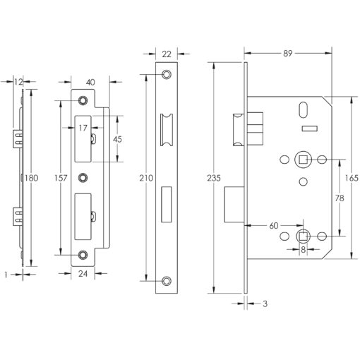 Frelan - JL-DB60SSS 78MM Din Bathroom Lock - Image 2