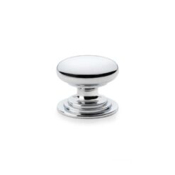 Alexander and Wilks Polished Chrome 38mm Round Cupboard Knob on Stepped Rose | AW825-38-PC