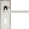 Door Handle With Lock on Backplate - Polished Nickle