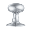 Oval Mortice Door Knob - 56mm - Polished Chrome