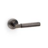 Alexander And Wilks Hurricane Door Handle Reeded On Round Rose Dark Bronze Pvd AW202DBZPVD