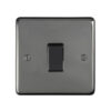 Eurolite Bn20Aswb 1 Gang 20Amp Dp Switch Round Edge Black Nickel Plate Black Rocker