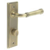 Highgate Door Handle Din Bathroom Backplate Antique Brass & Turn & Release