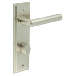 Richmond Door Handle Bathroom Backplate Satin Nickel & Turn & Release