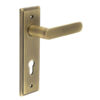 Kensington Door Handle Din Euro Backplate Antique Brass