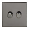 Eurolite Ecbn2D400 2 Gang 400W Push On Off 2Way Dimmer Switch Concealed Black Nickel Plate Matching Knobs Black Trim