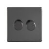 Eurolite Ecbn2Dled 2 Gang Led Push On Off 2Way Dimmer Switch Concealed Black Nickel Plate Matching Knobs Black Trim