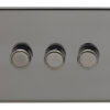 Eurolite Ecbn3D400 3 Gang 400W Push On Off 2Way Dimmer Switch Concealed Black Nickel Plate Matching Knobs Black Trim