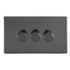 Eurolite Bn3Dled 3 Gang Led Push On Off 2Way Dimmer Round Edge Black Nickel Plate Matching Knobs