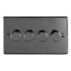 Eurolite Bn4Dled 4 Gang Led Push On Off 2Way Dimmer Round Edge Black Nickel Plate Matching Knobs