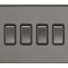 Eurolite Ecbn4Swbnb 4 Gang 10Amp 2Way Switch Concealed Black Nickel Plate Matching Rockers Black Trim