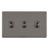 Eurolite Concealed 3mm 3 Gang 10Amp 2Way Toggle Switch Black Nickel Plate - Black Nickel