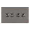 Eurolite Concealed 3mm 4 Gang 10Amp 2Way Toggle Switch Black Nickel Plate - Black Nickel