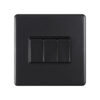 Eurolite Ecmb3Swb 3 Gang 10Amp 2Way Switch Flat Concealed Matt Black Plate Black Rockers