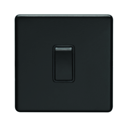Eurolite Ecmb20Adpswb 1 Gang 20Amp Dp Switch Flat Concealed Matt Black Plate Black Rocker