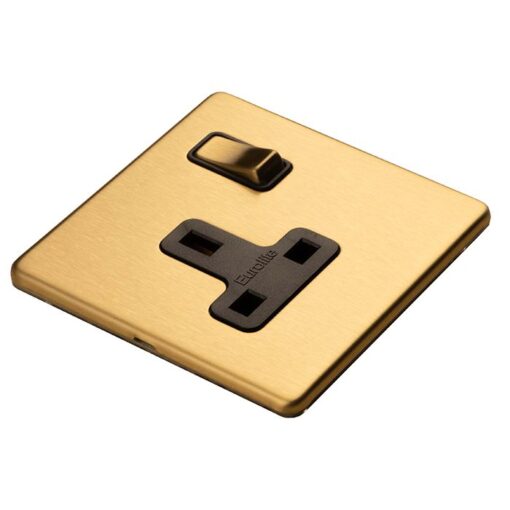 Eurolite Concealed 3mm 1 Gang 13Amp Dp Switch - Satin Brass