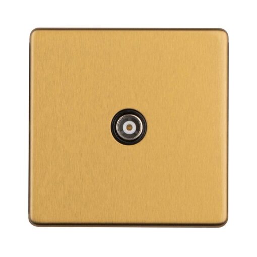 Eurolite Concealed 3mm 1 Gang Tv Socket - Satin Brass