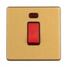 Eurolite Concealed 3mm 1 Gang 45 Amp Switch With Neon Indicator - Satin Brass