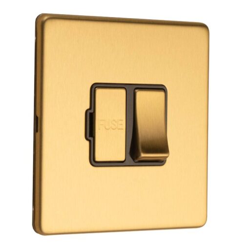 Eurolite Concealed 3mm 13Amp Switched Fuse Spur - Satin Brass