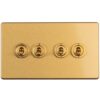 Eurolite Concealed 3mm 4 Gang 2 Way Toggle Switch - Satin Brass