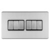 Eurolite Concealed 3mm 6 Gang 10Amp 2Way Switch - Stainless Steel