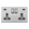 Eurolite Concealed 3mm Concealed 3Mm 2 Gang Usbc Socket - Stainless Steel
