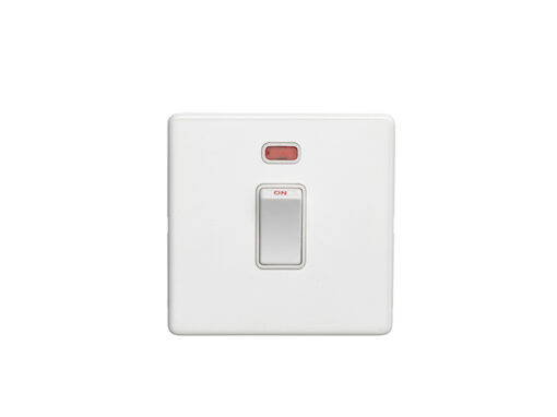Eurolite Ecw20Adpswnw 1 Gang 20Amp Dp Switch With Neon Flat Concealed White Plate White Rocker